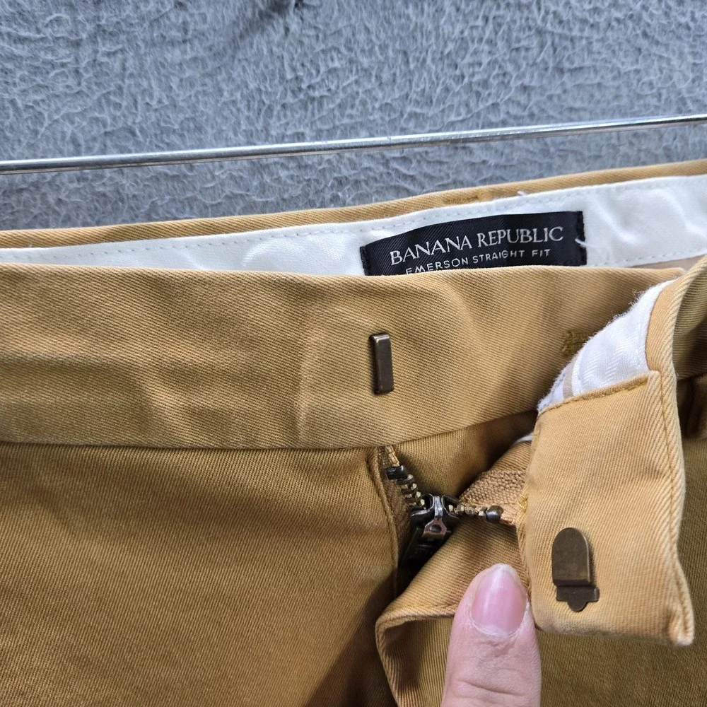 Banana Republic Men Pants 34X34 Tan Chino Twill Emerson Straight‎ Fit Button